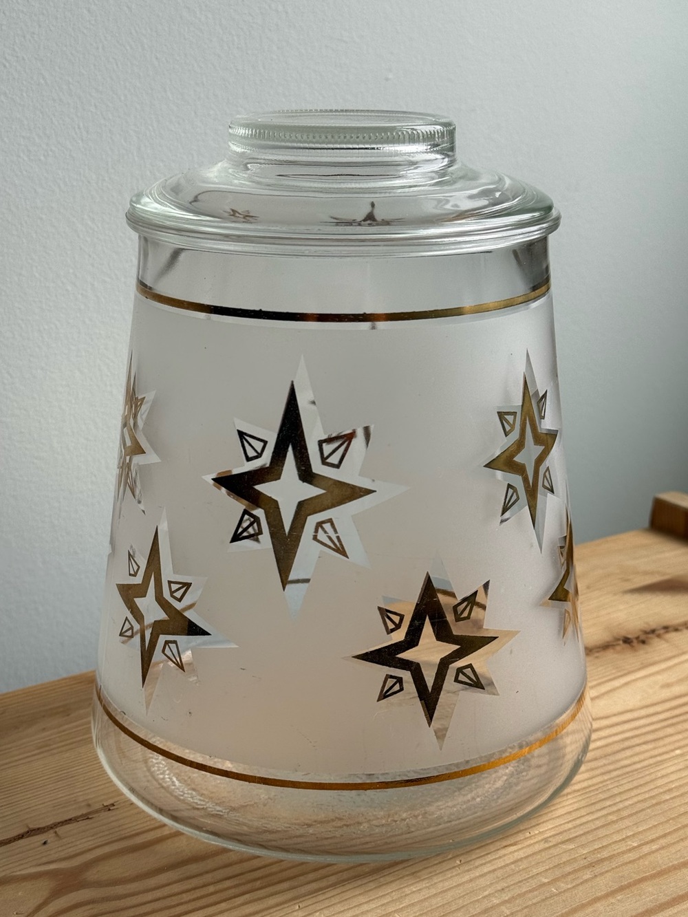 Bartlett Collins Starburst Cookie Jar Vintage Frosted Glass Mid Century Canister